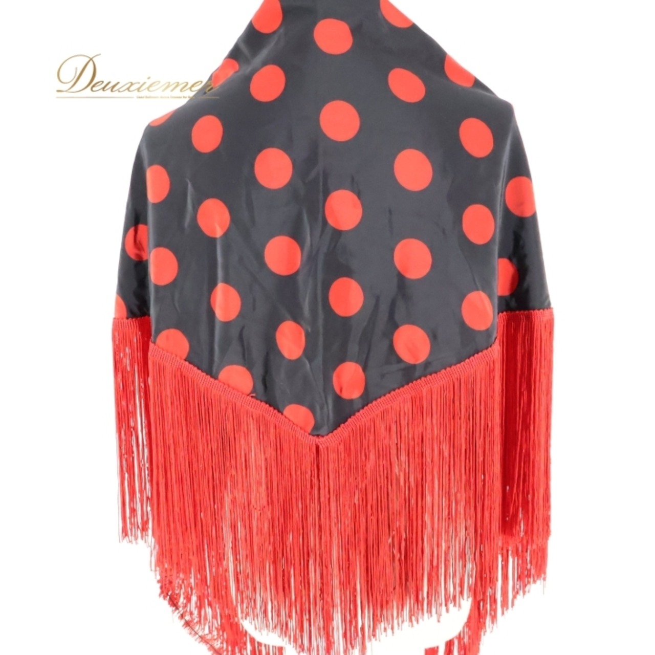 フラメンコ 衣装 シージョ ピキージョ 小物 ブラック系 黒 レッド系 赤 水玉模様 トライアングル フレコ ダンス 三角形 練習 舞台 イベント コスチューム おしゃれ ファッション カジュアル 可愛い フリンジ
