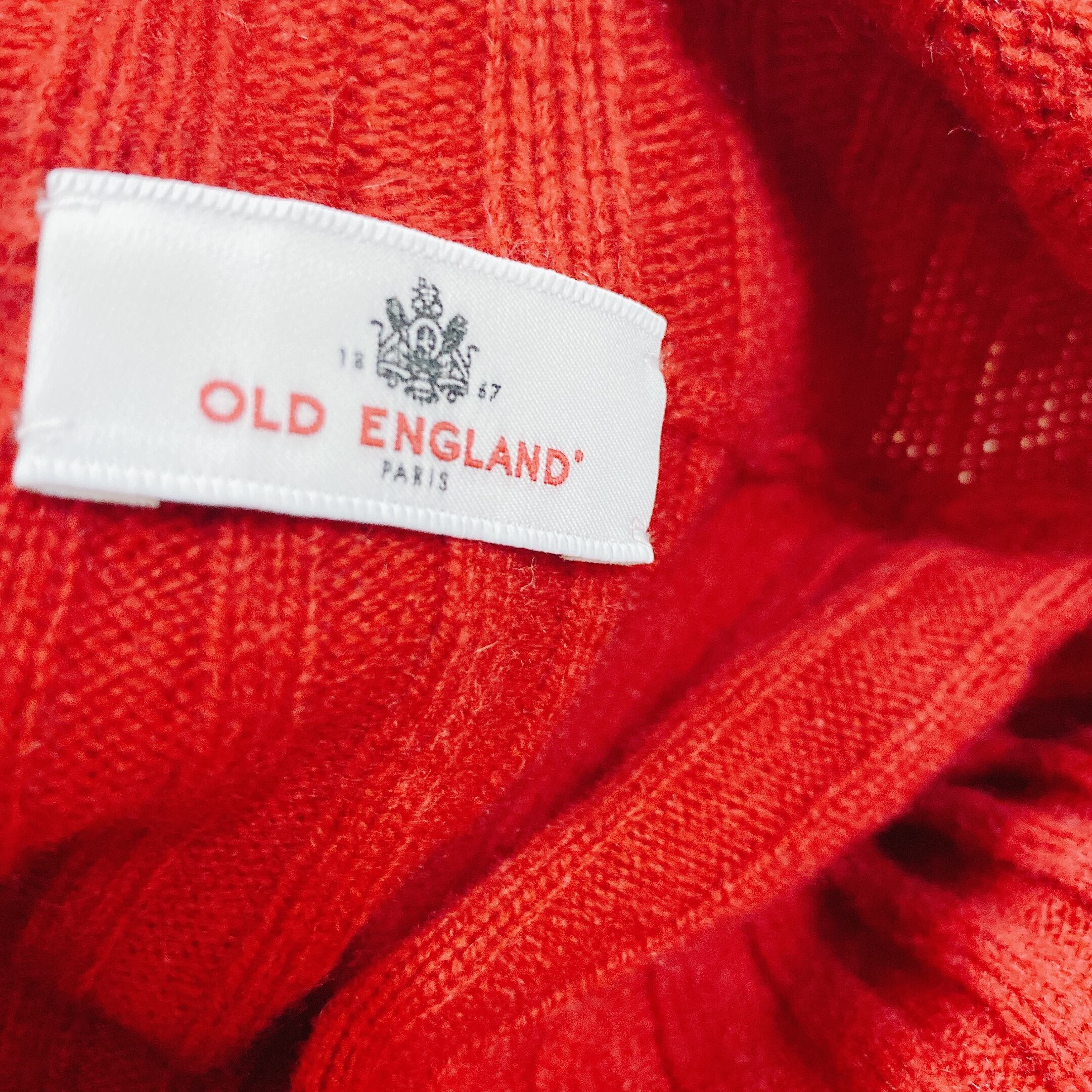 オールドイングランド　ニットカーディガン　赤色　カシミア混　OLD ENGLAND