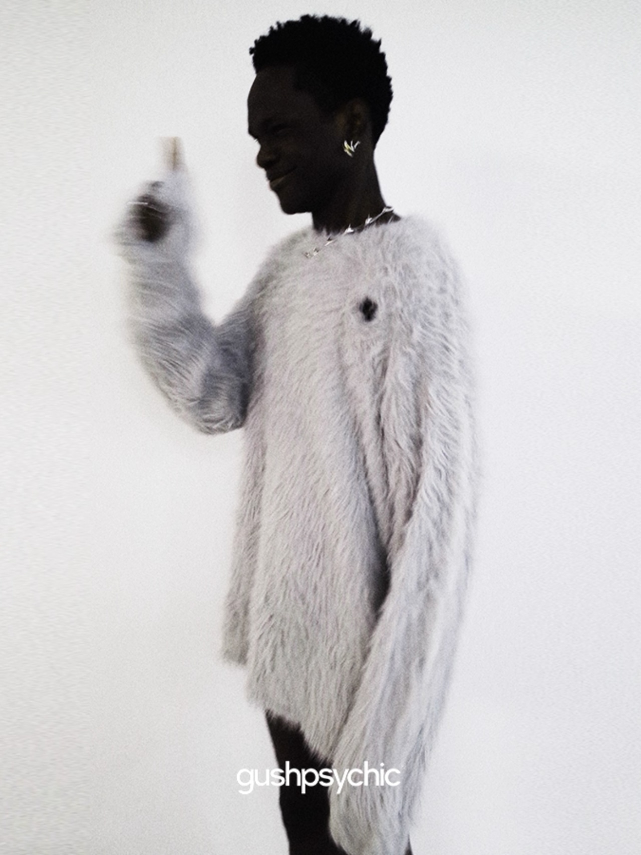 gushpsychic Hole Design Long Mink Hair Crewneck Sweater