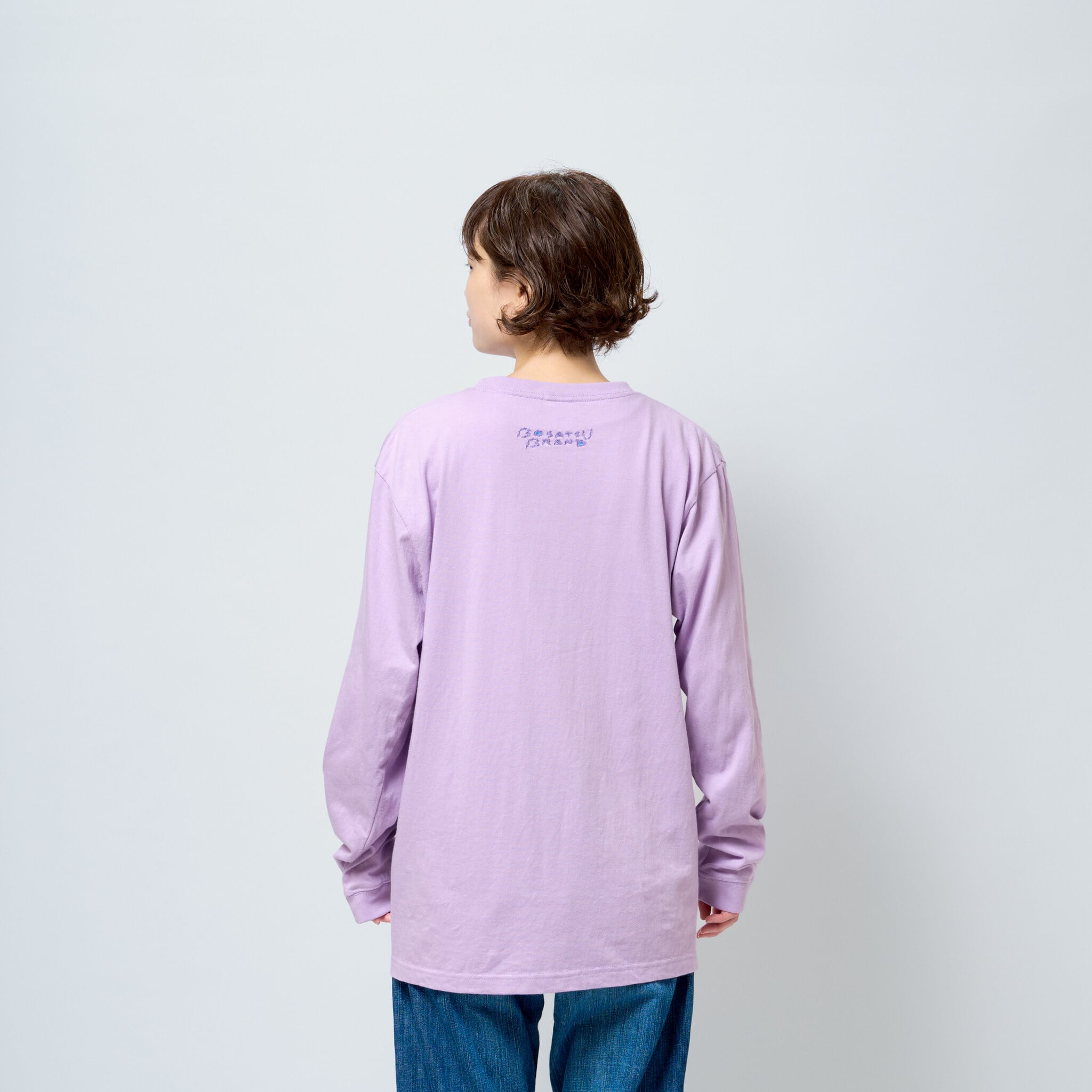 善財童子 仏像 ロングスリーブ Tシャツ (刺繍) 5.6oz ブラック