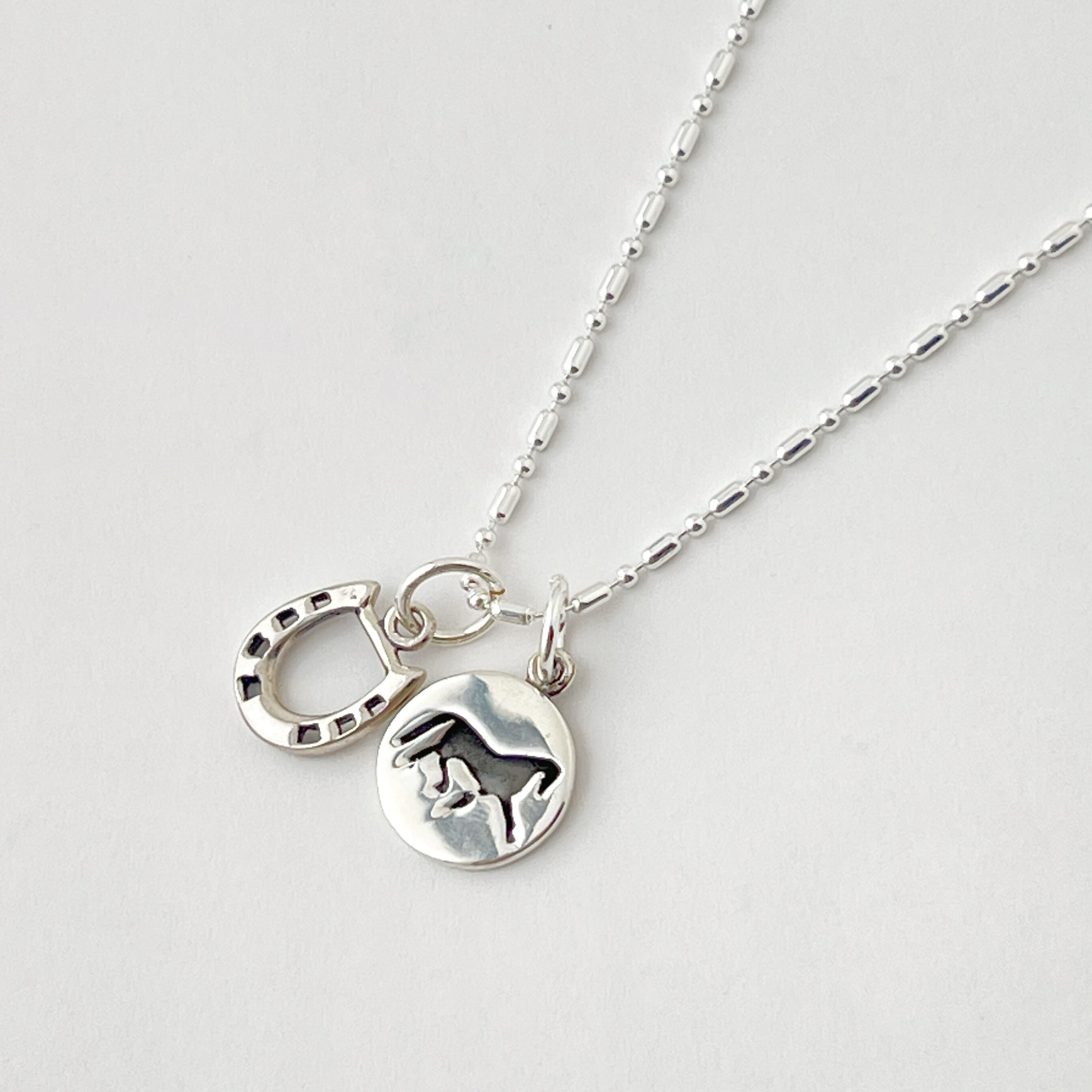 ホースコイン と馬蹄 ペンダント (チェーン オプション) 馬 蹄鉄