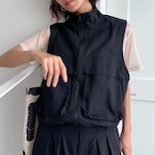 ミリタリーライクダブルポケットvest/ブラック