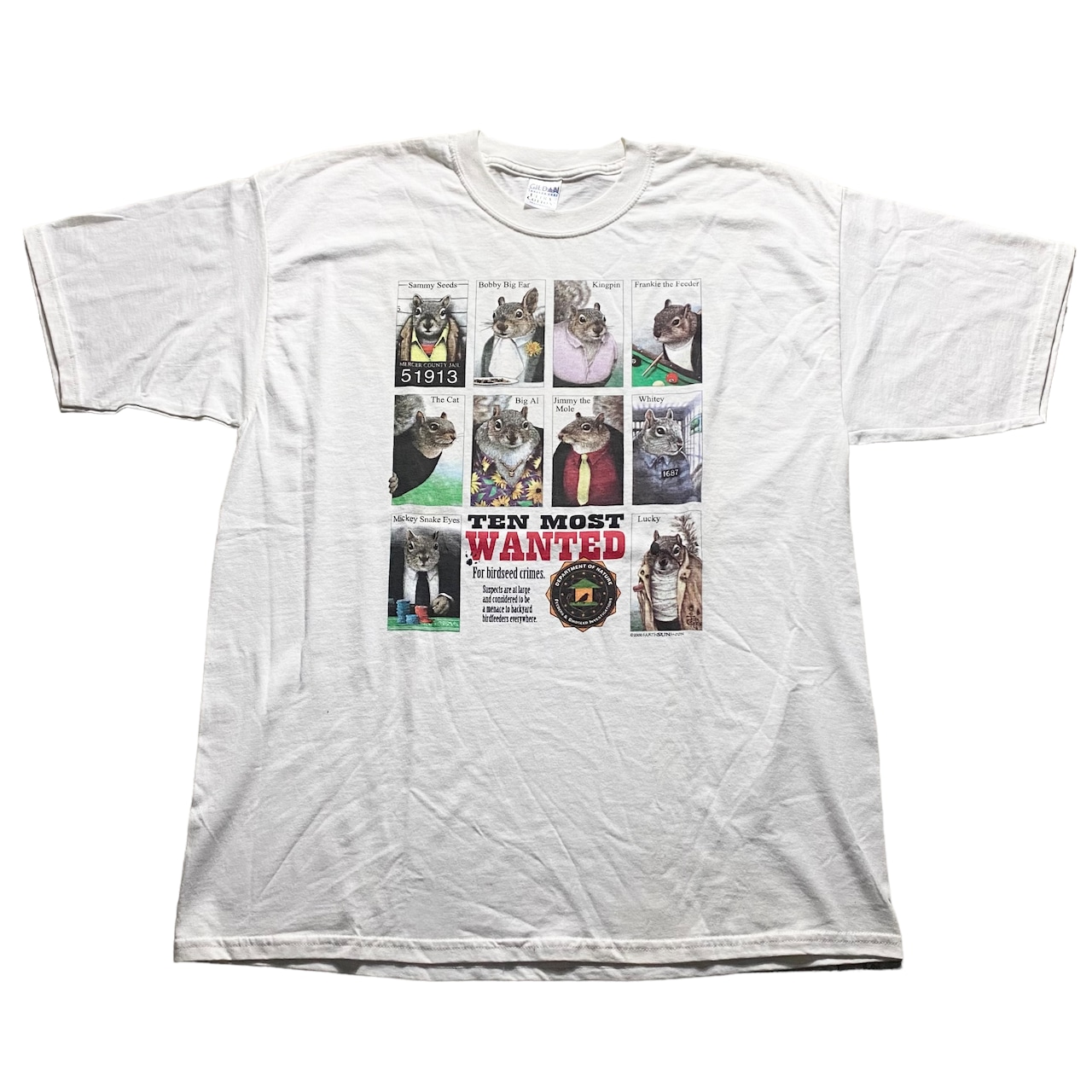 “TEN MOST WANTED” squirrel print tee