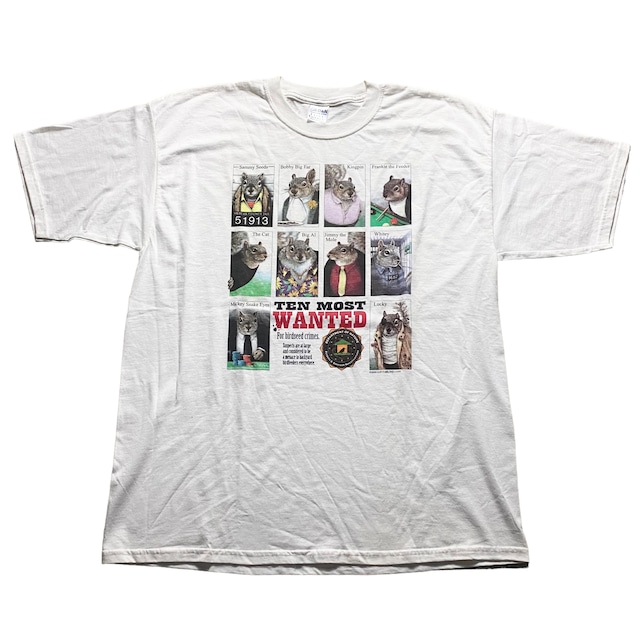 “TEN MOST WANTED” squirrel print tee