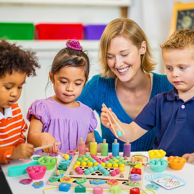 【在庫処分】jerryvon おもちゃ モンテッソーリ 知育玩具 積み木 魚釣り おもちゃ 6 IN 1 3歳 誕生日プレゼント 女の子 男の子ランキング 子供おもちゃ やりたい放題 おもちゃ 木のおもちゃ 6歳