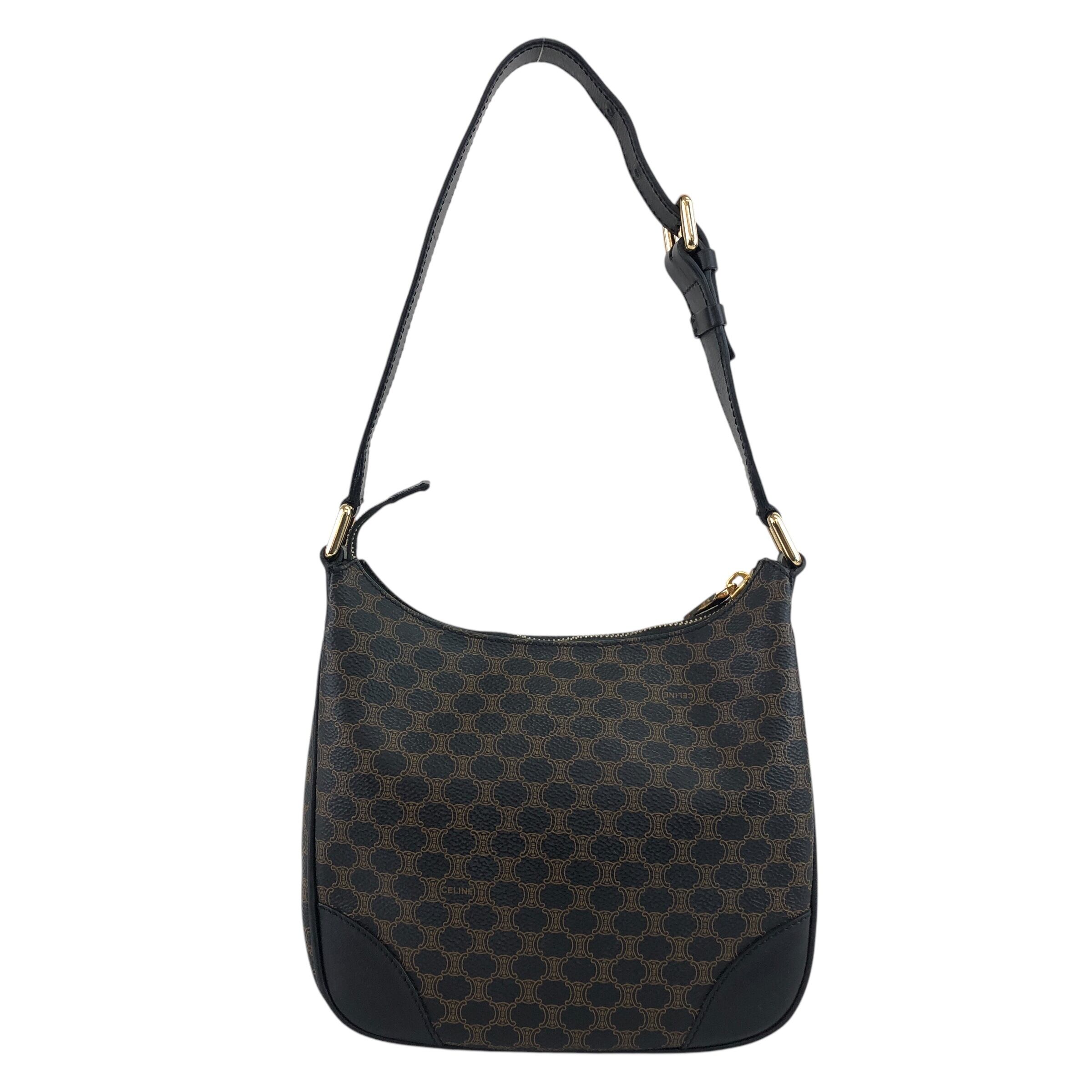CELINE セリーヌ　マカダム ショルダーバッグ レザー PVC ミニバッグ CELINE セリーヌ マカダム ショルダーバッグ ブラック PVC レザー ミニ