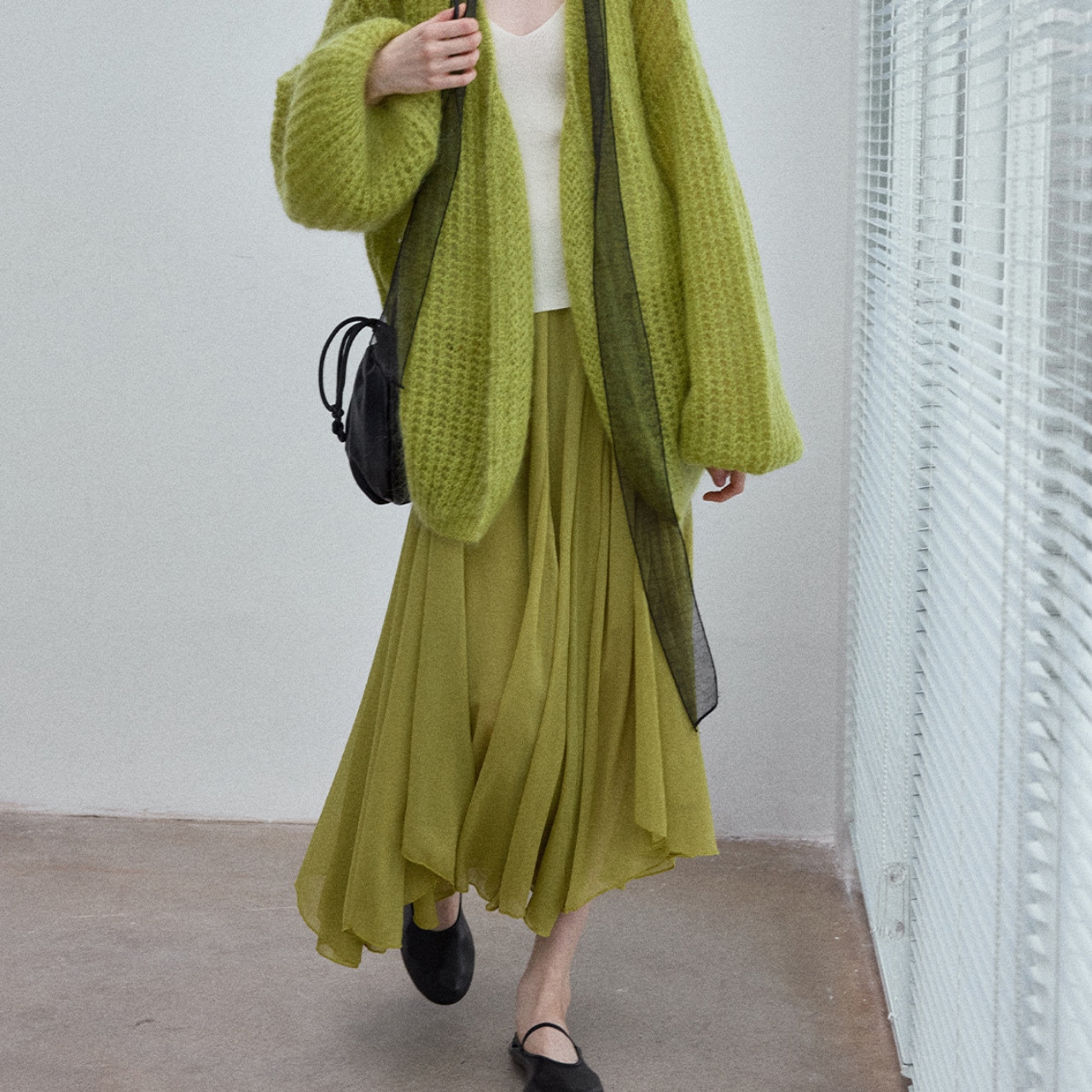 Sheer Flowing Midi Skirt T3669