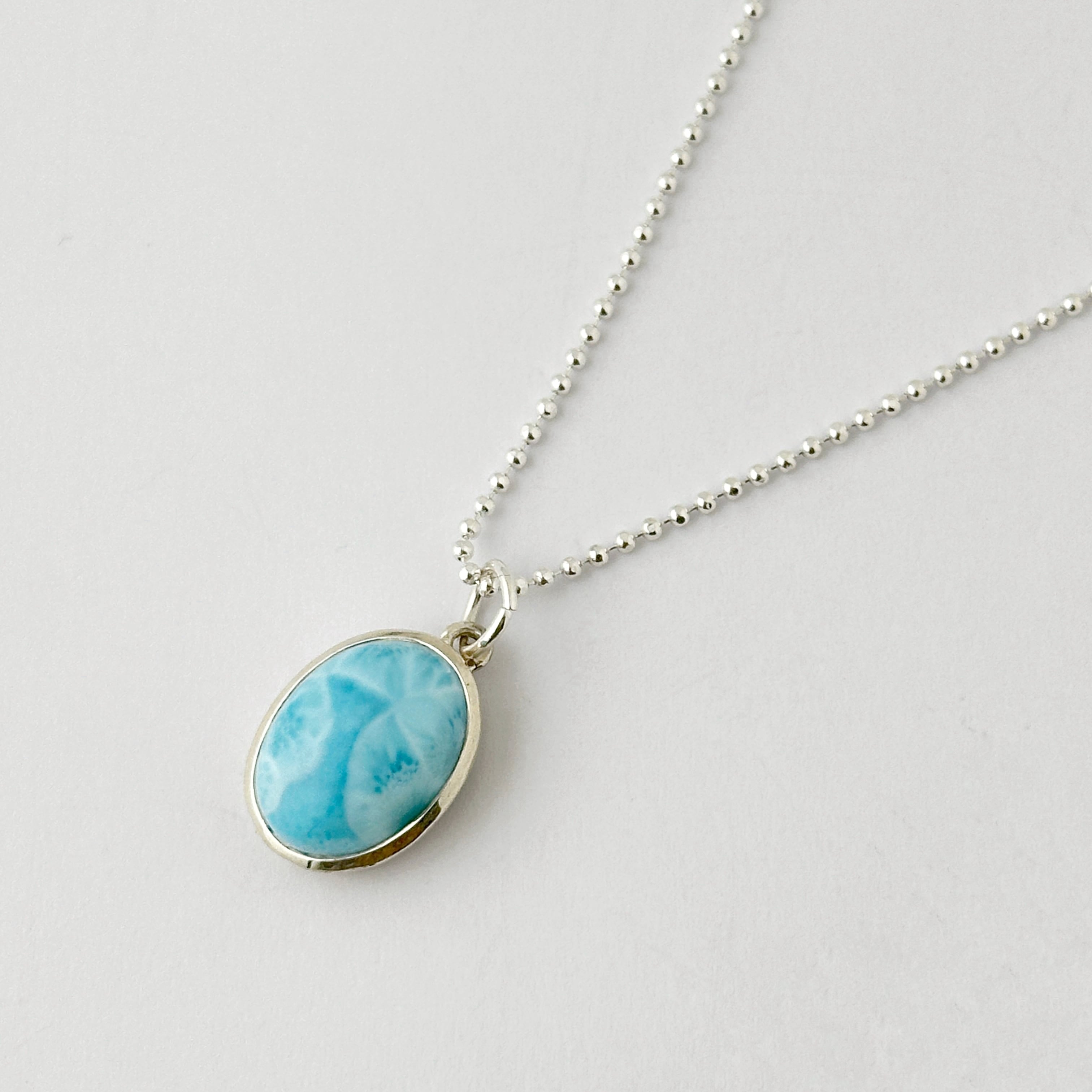 Lagoon Original ラリマー シンプル オーバル ペンダント L