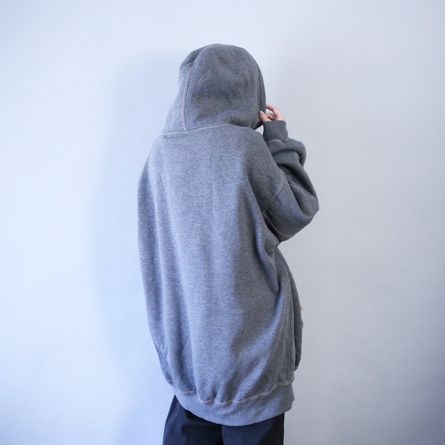 XXXXL super over silhouette stitch work gimmick design sweat parka