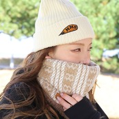 ROBIN NECK WARMER ウールジャカードBR&ベージュファー