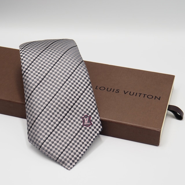 LOUIS VUITTON マイクロダミエ ネクタイ シルク ルイヴィトン 付属品付き