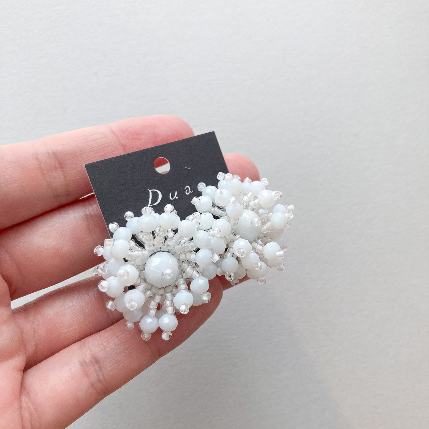 Duaオリジナル 立体お花ビーズワークカボション〈ピアス/イヤリング