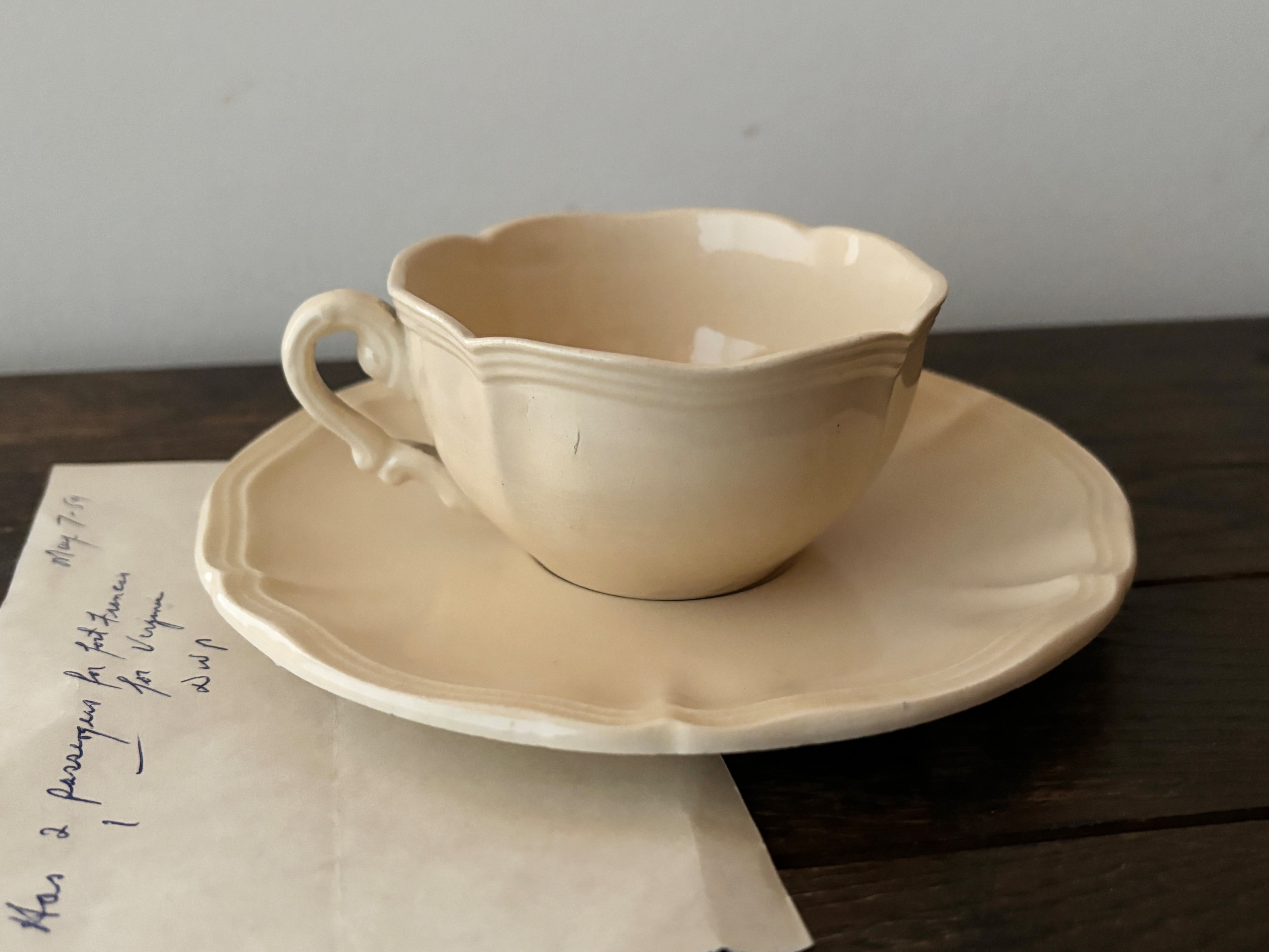 【1客setのみ】Sarreguemines サルグミンヌ 花リム カップ&ソーサー