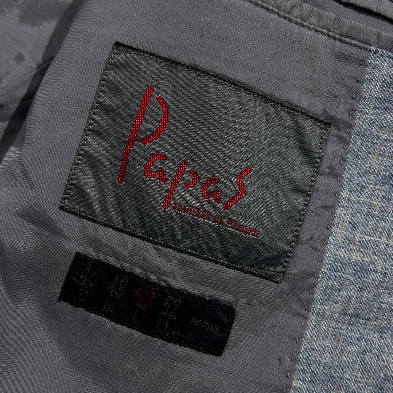 リネン100% Papas パパス 背抜き 3B テーラードジャケット サイズ L /ブルー グレー系 メンズ 春夏