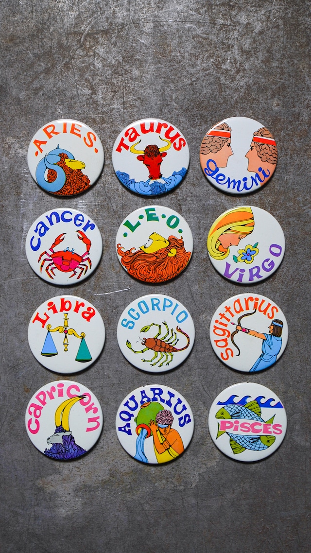 【1960s】U.S. VINTAGE 12星座 缶バッジ《MADE IN U.S.A. ヴィンテージ》
