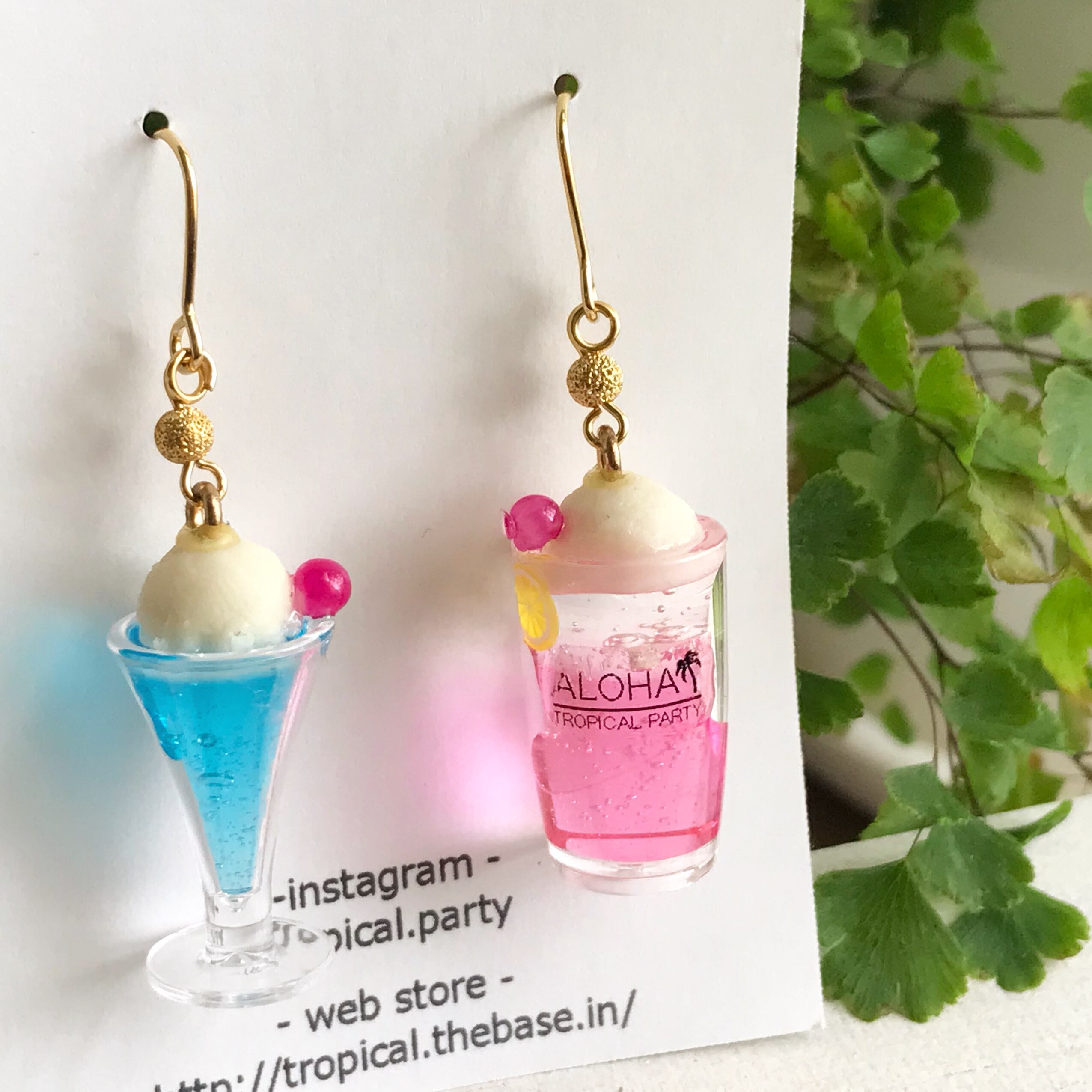 クリームソーダピアス/イヤリング ブルー&ピンク | TROPICAL PARTY