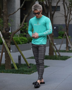 RHINE STONE SHIRTS TURQUOISE BLUE 【BB24017】