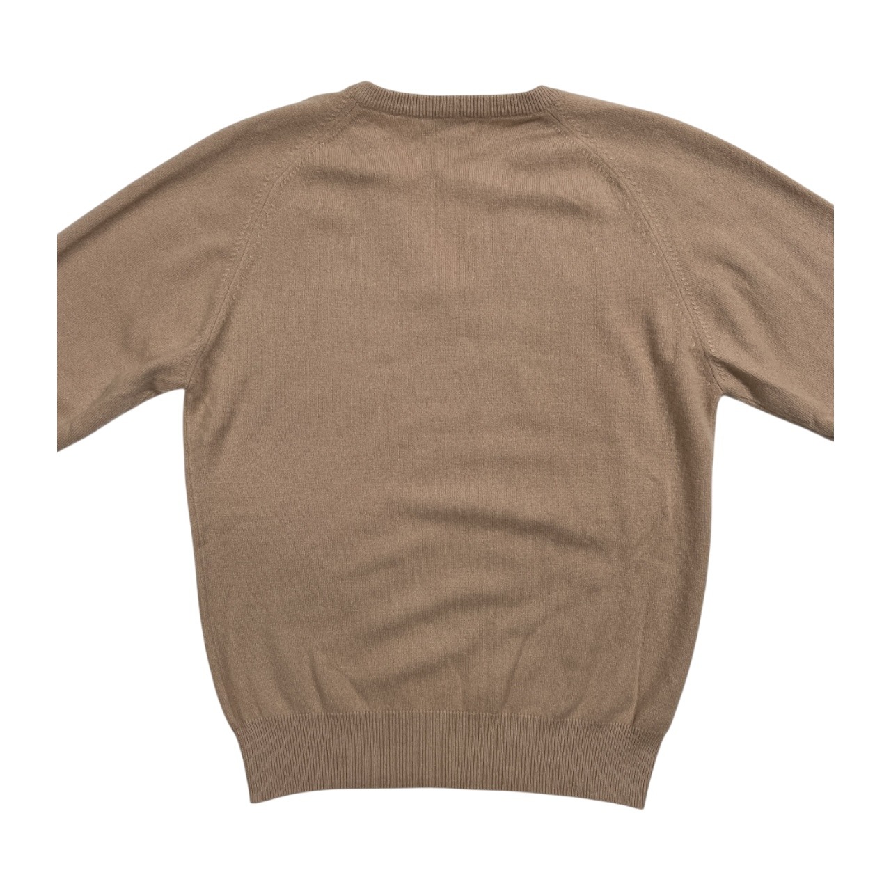 カシミヤ100% BENDES ワッペン付き Vネック カシミア ウールニットセーター サイズ M /ベージュ系/男女でも