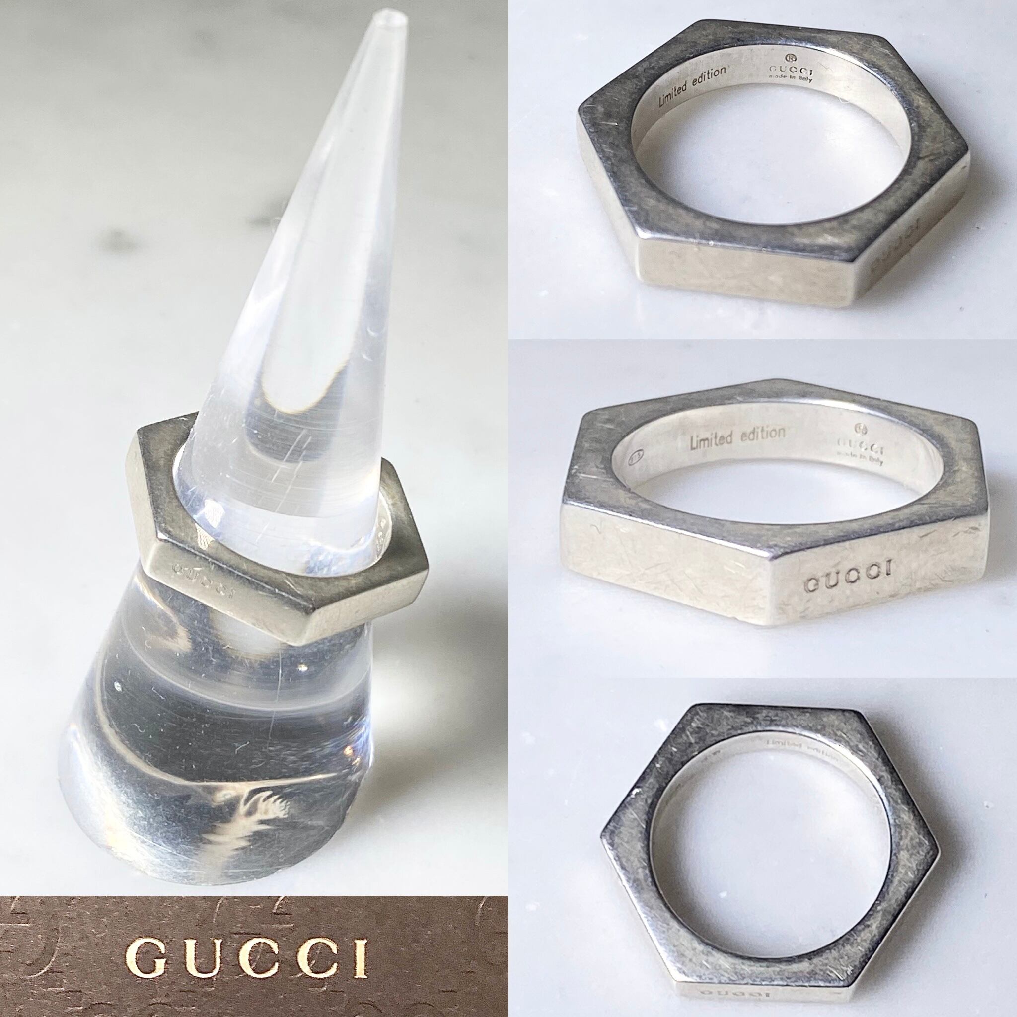 GUCCI silver hexagon ring | NOIR ONLINE
