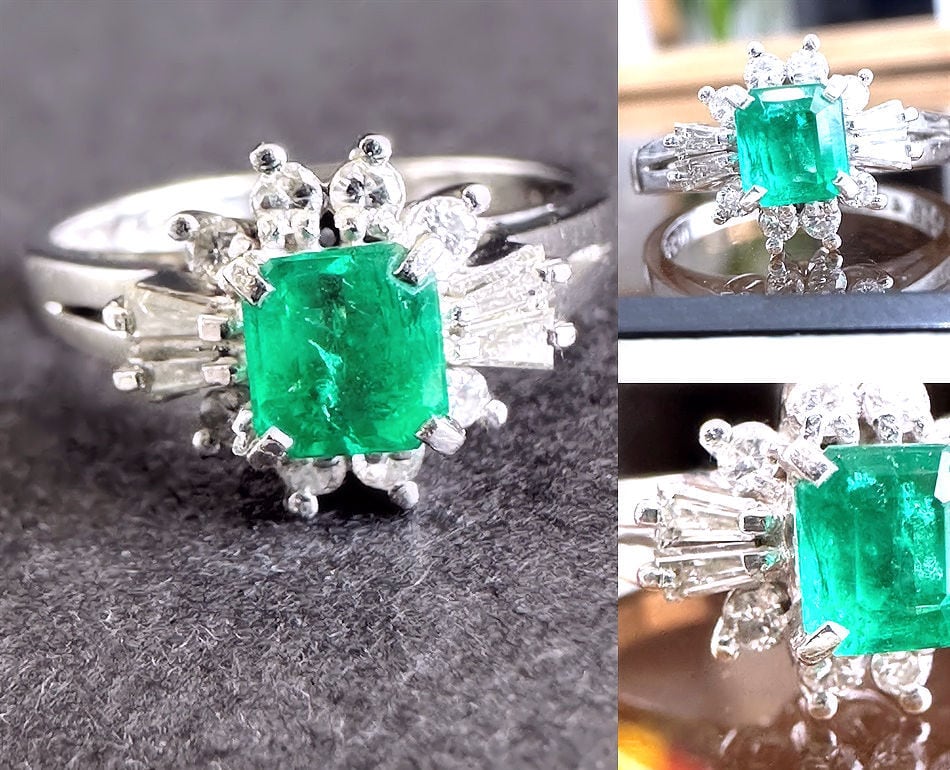 TASAKI タサキ 田崎 エメラルド ダイヤモンド リング バゲットダイヤ