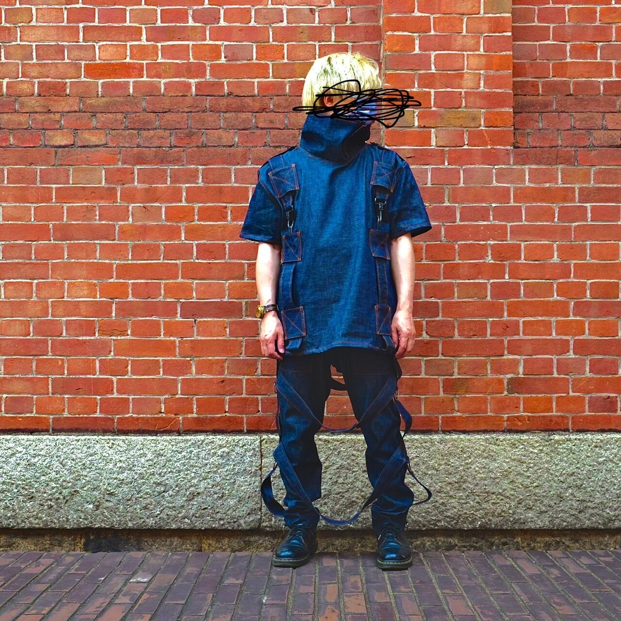 UNFINISHEDデニムボンテージトップス