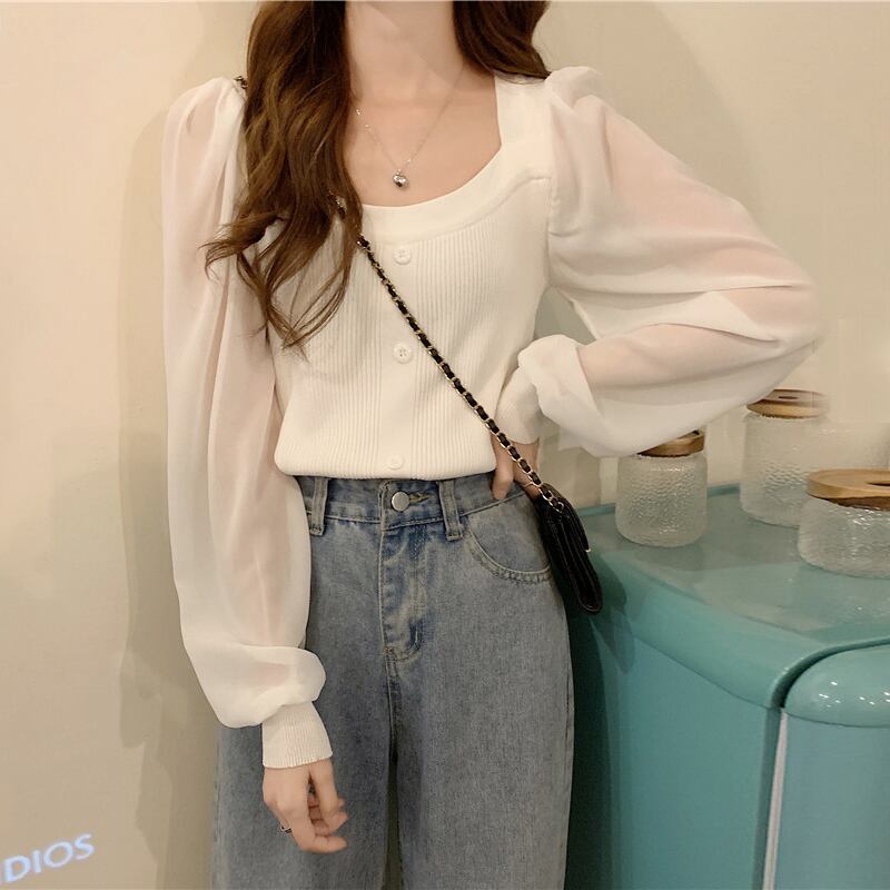 スプリングオータムクロップドホワイトTシャツ ロング 春物 秋物 試着室63782698842