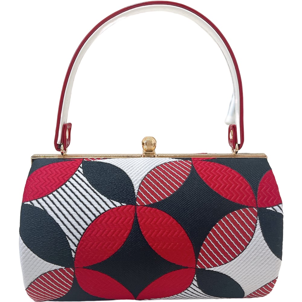 和装 草履バッグセット 帯地 モダン 赤 七宝 フリーサイズ k17-1