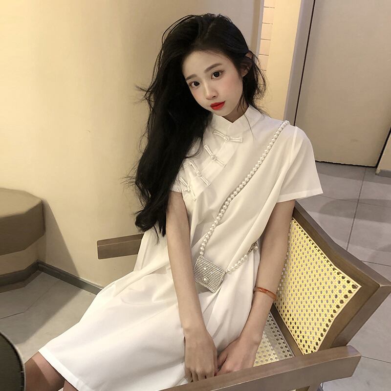 ホワイトドレス サマースタンダードスカート レトロ 夏物 試着室35343956864