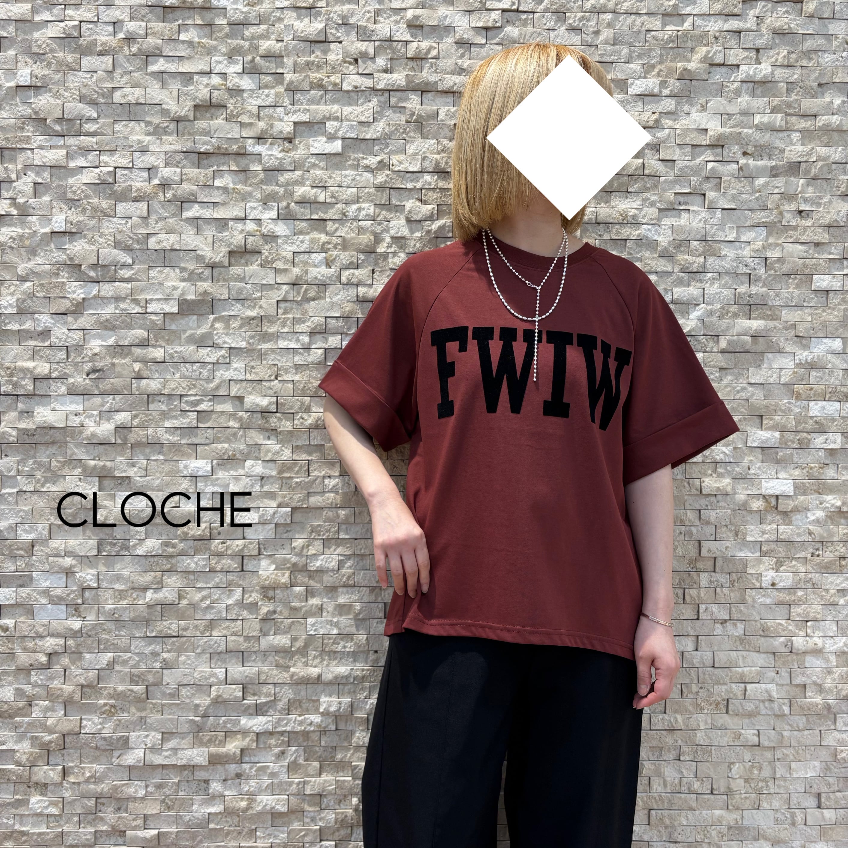 【CLOCHE】冷感プレーティング天竺ロゴTシャツ(552-85632)