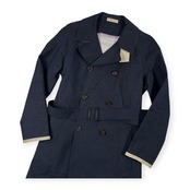 HANCOCK ハンコック カシミア×ウール スコットランド製 ゴム引き トレンチコート サイズ 38 /ネイビー