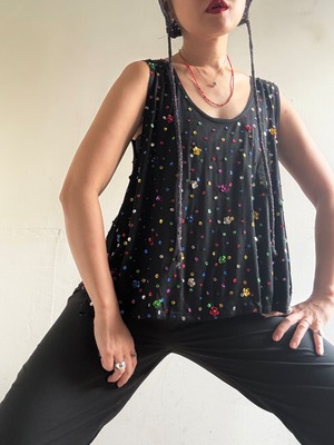70-80s Vintage Spangle Sleeveless Top