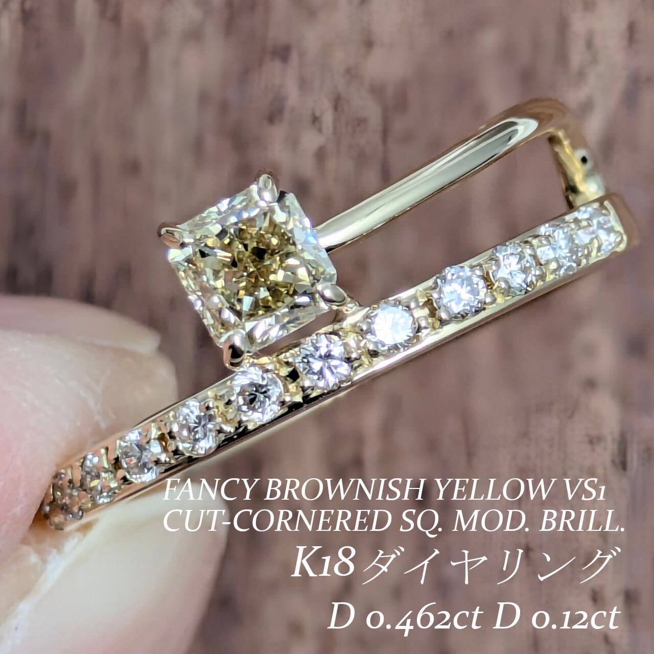 エメ角　グレーダイヤモンド 0.73ct Pt900 リング アンティーク調 エメ角 グレーダイヤモンド 0.73ct Pt900 リング アンティーク調