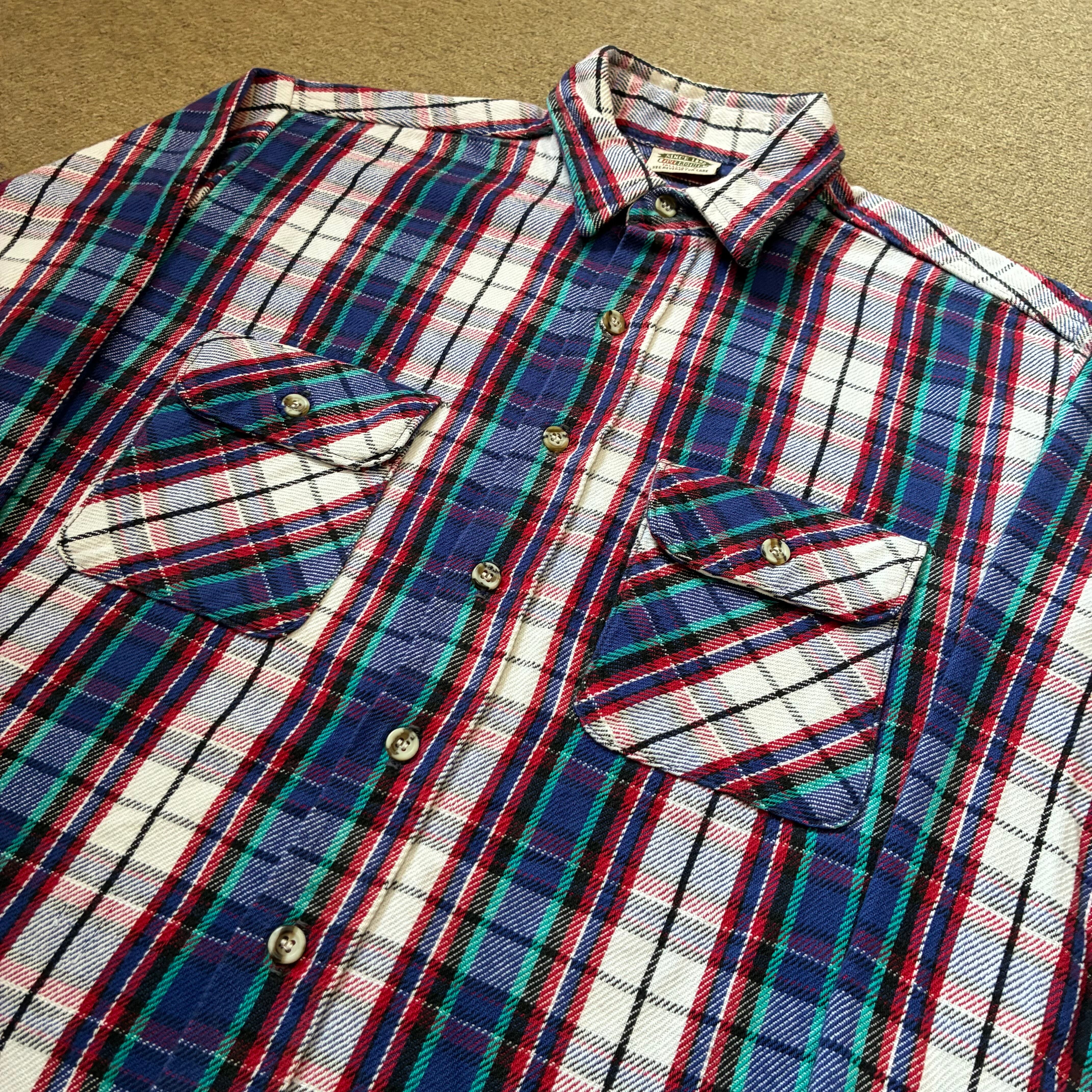 90s FIVE BROTHER heavy check flannel shirt | 仙台 古着屋