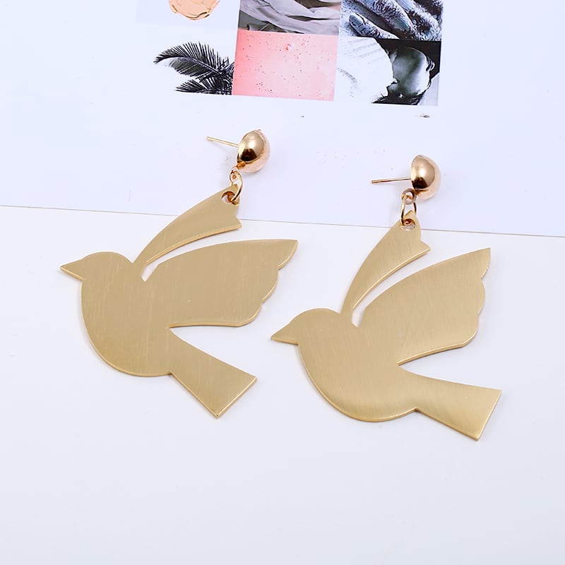 鳩 ゴールドドロップピアス イヤリング 鳥 ピアス アクセサリー 鳩
