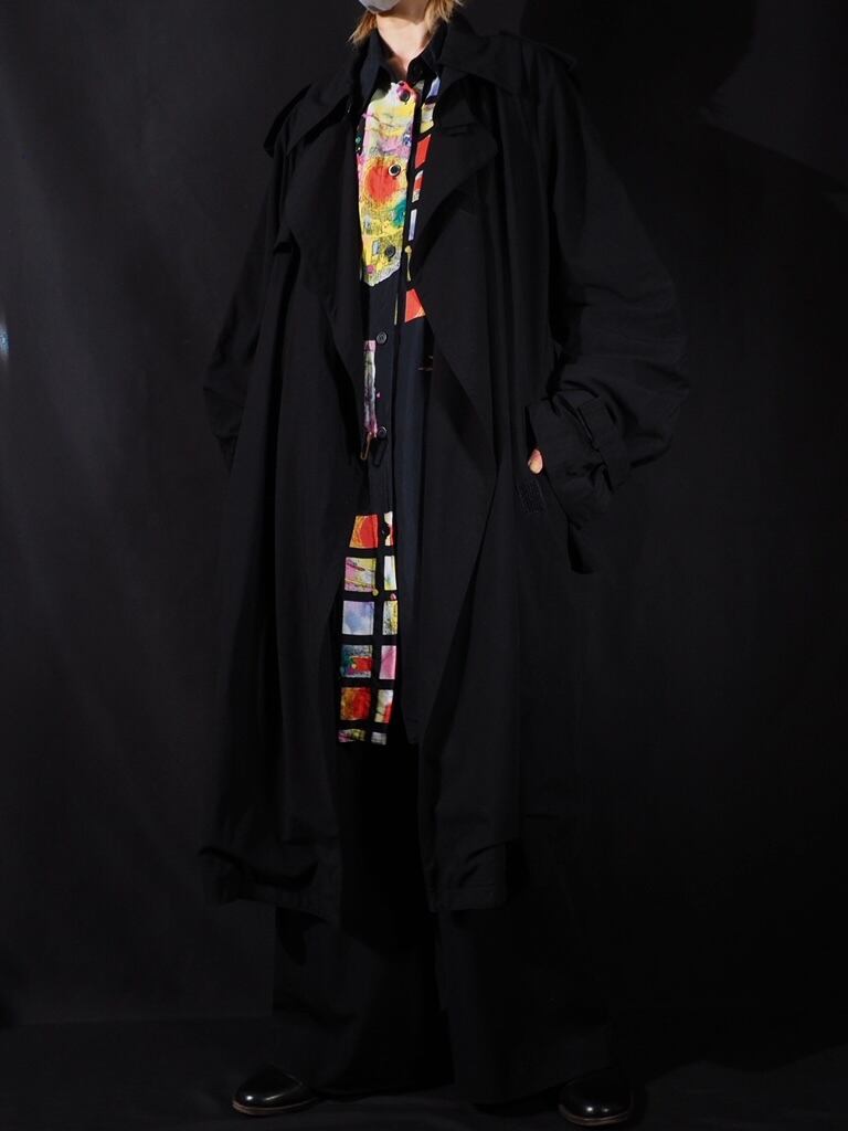 Jean paul GAULTIER HOMME black drape trench coat