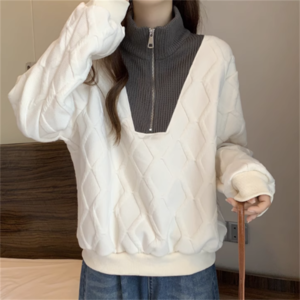 【送料無料】 トップス 2色 セーター ロング丈 袖あり 長袖 Vネック プルオーバー 異素材切り替え ドッキング 重ね着風 レイヤード風  かわいい 大人可愛い 大人女子 こなれ感 ファスナー シンプル カジュアル 大人 上品 おしゃれ お洒落 ラフ コンサバ フェミニン ガーリー 無地 秋 30代 40代 レディース 女性用 ママ デート お出かけ お茶会 女子会 休日 授業参観 着回し プチプライス カラバリ デイリーユース 普段使い オルチャン 韓国 ファッション スタイル トレンド 着痩せ