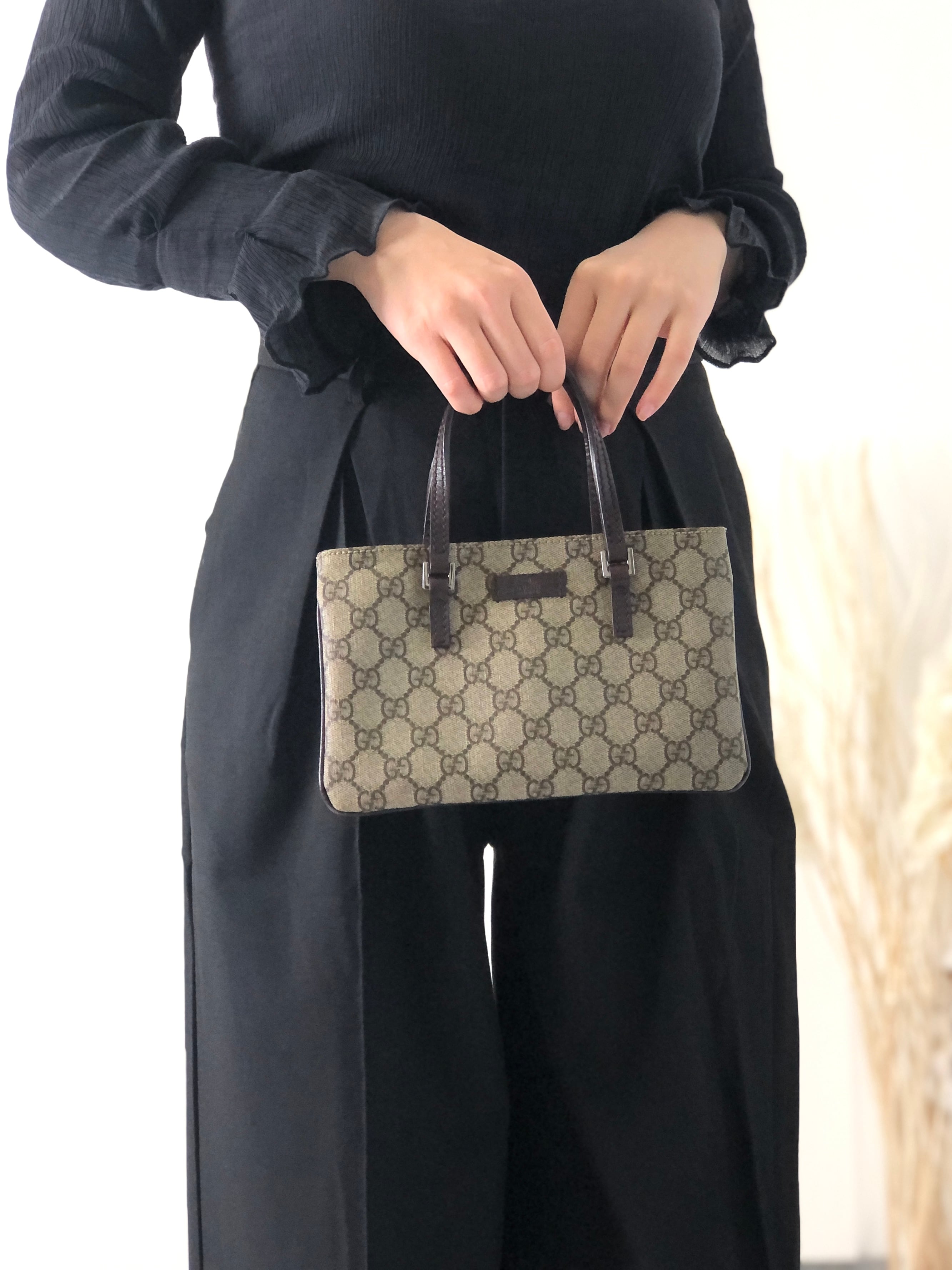 GUCCI グッチ GGプラス ブランドロゴ レザー トートバッグ