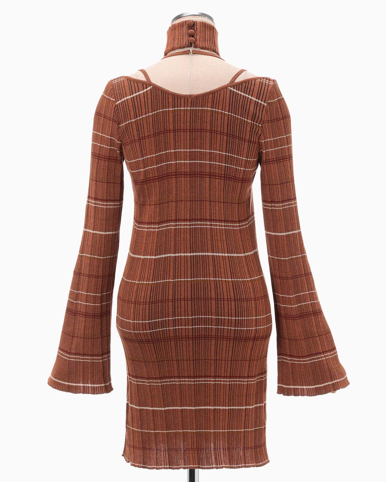 Mame Kurogouchi】Random Ribbed Plaid Knitted Dress With Mame Kurogouchi】Random Ribbed Plaid Knitted Dress With