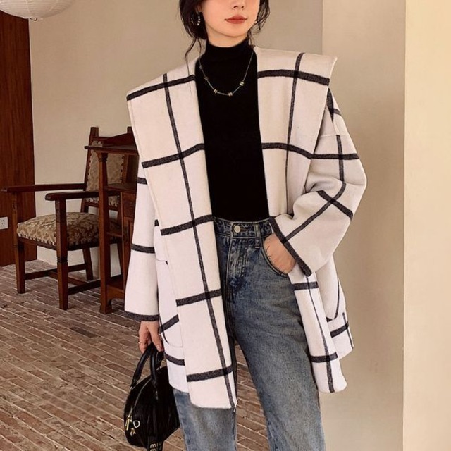 Check Hooded Coat 503719