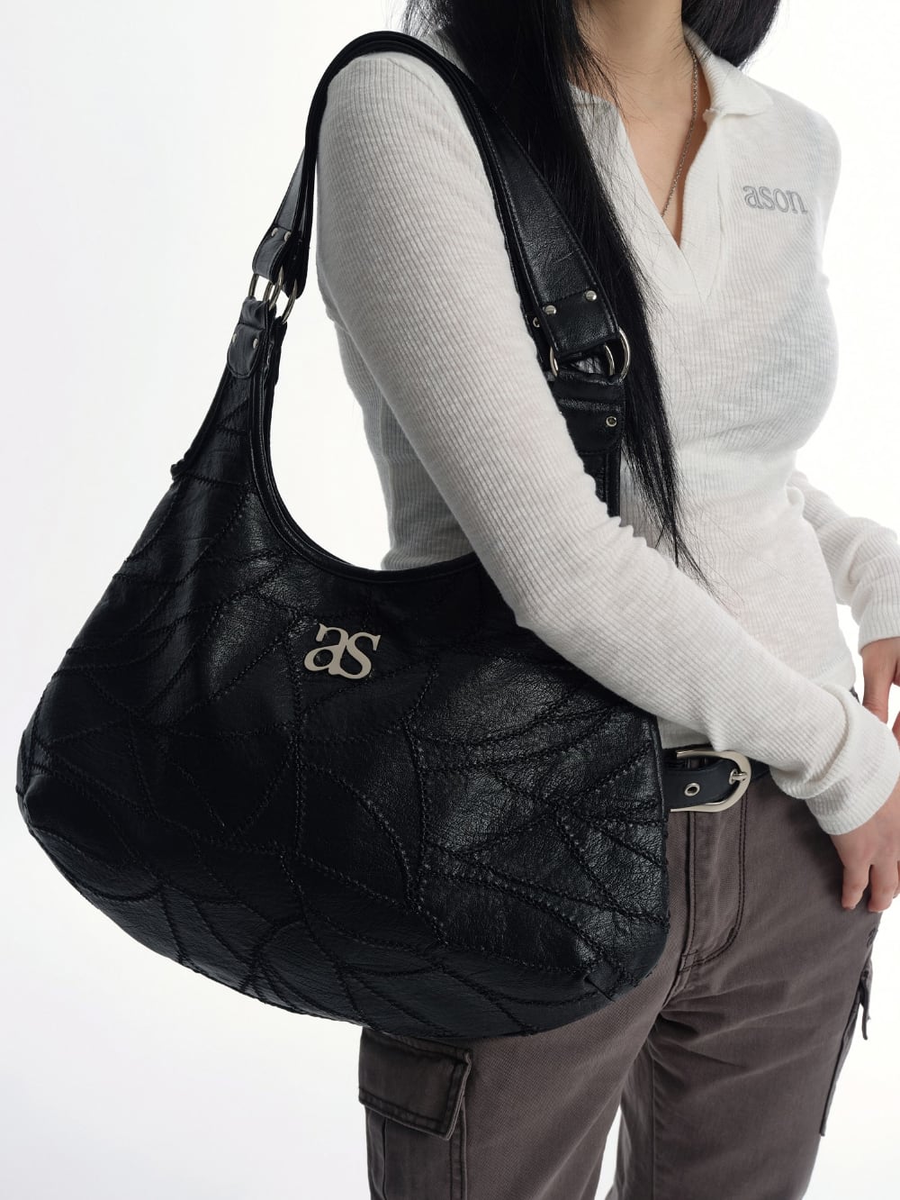 as”on] BECKY SHOULDER BAG / BLACK 正規品 韓国ブランド 韓国通販