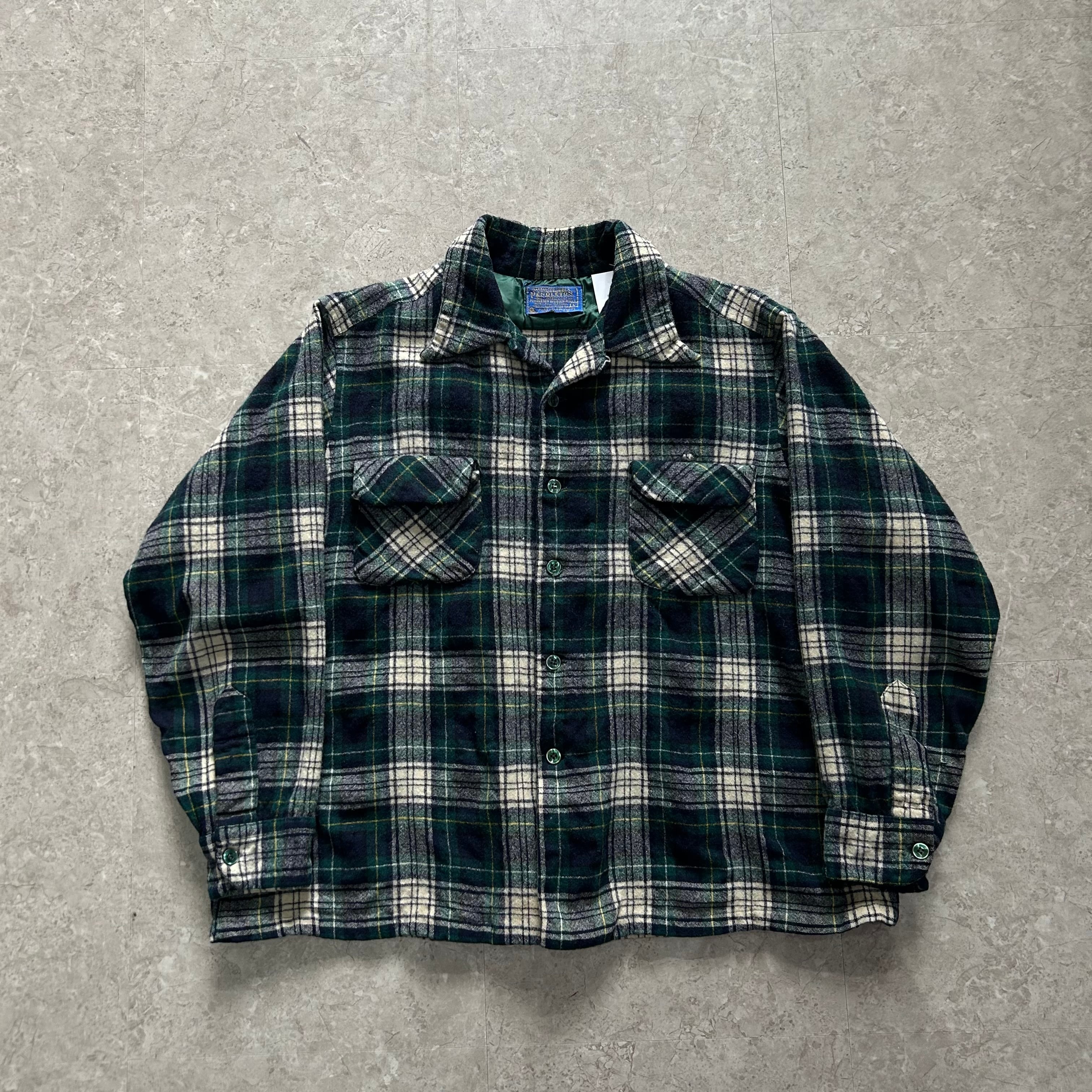 70s PENDLETON L/S 芳ばしく TARTAN CHECK SHIRT S