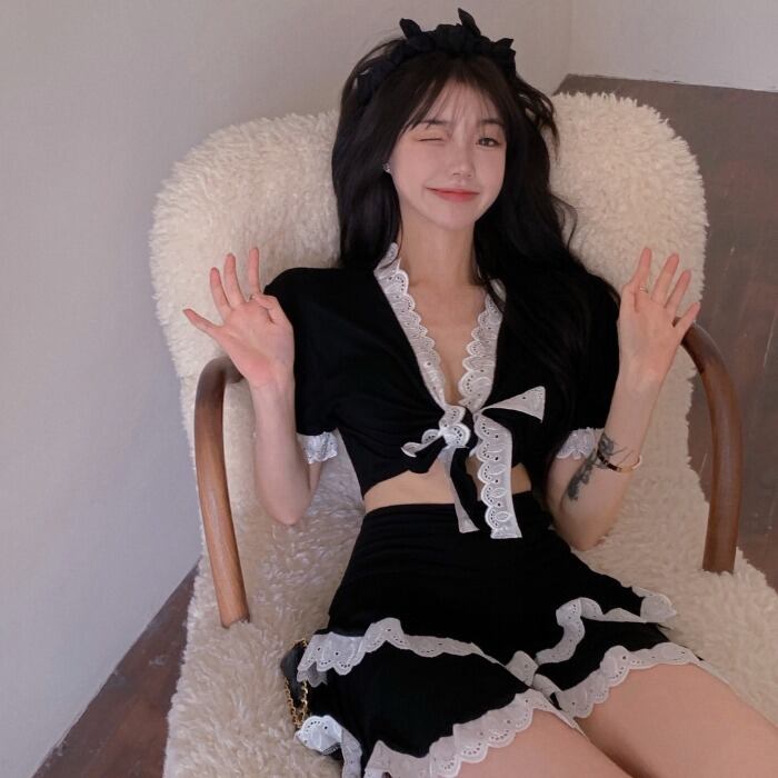 サマーソリッド カラーレース薄手ショートスカート 夏物 ソリッドカラー ドラファッションホール31088356672