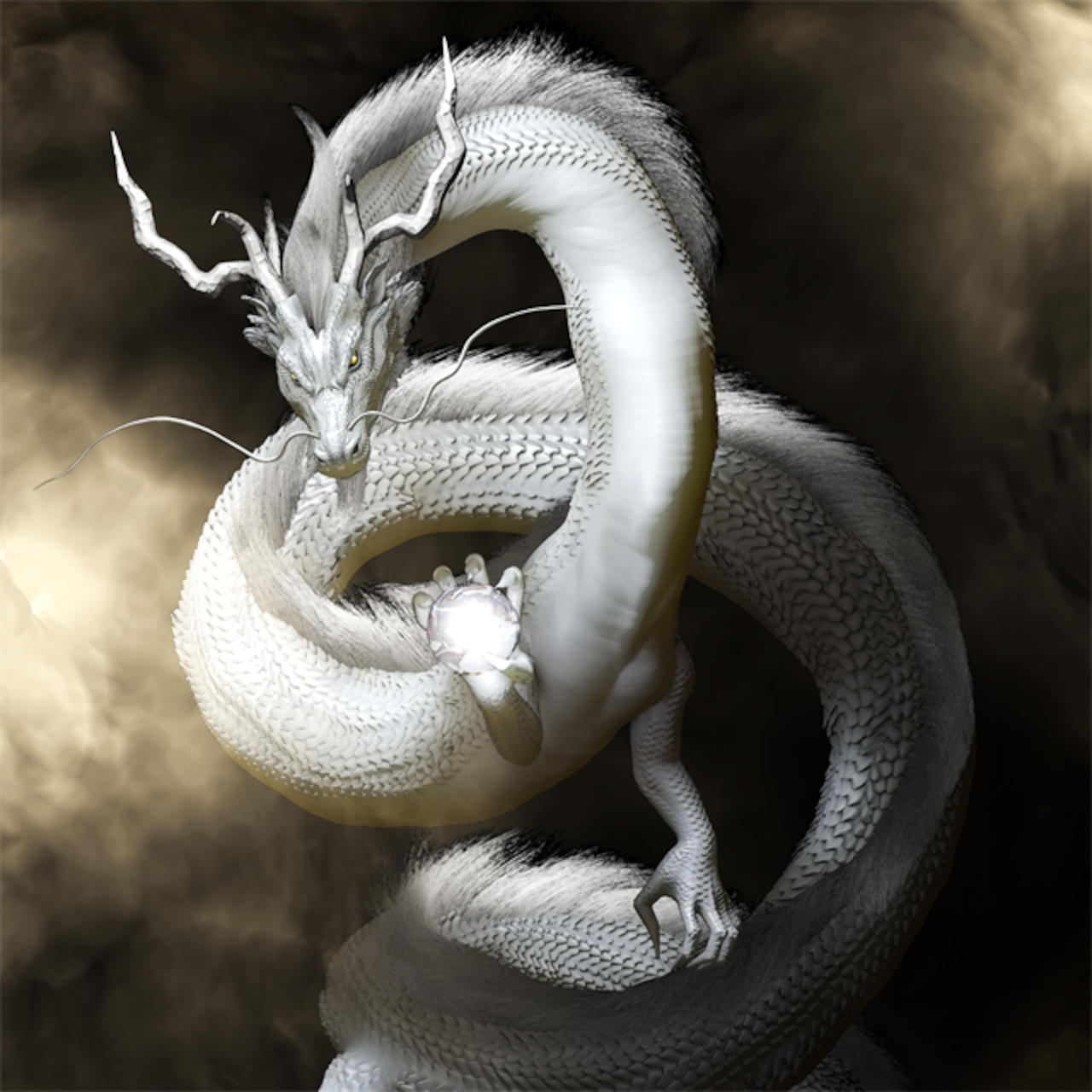 龍の絵。 龍の絵「白龍」A4 | 龍の絵