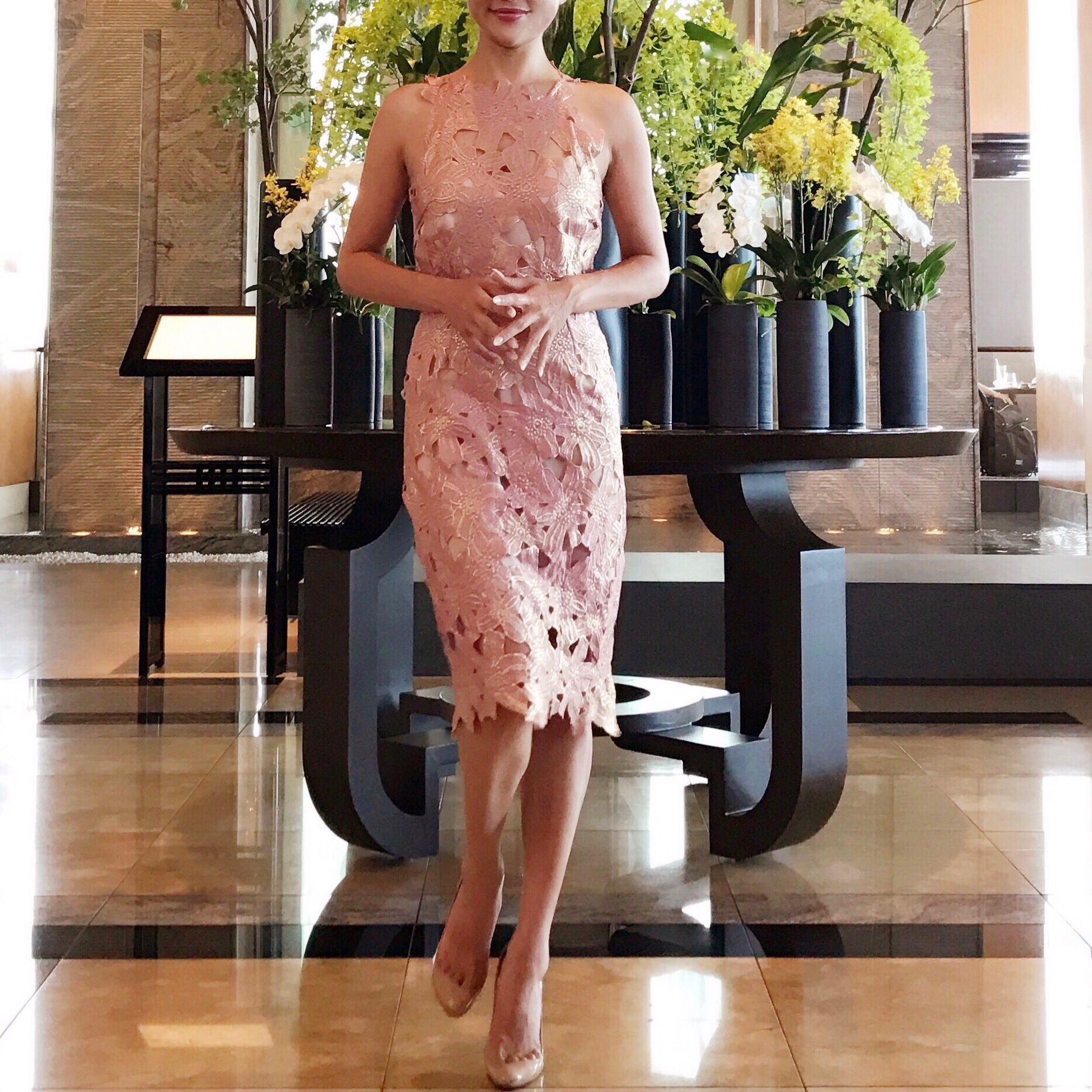 背中開き エレガントな花柄ワンピースドレス 9style