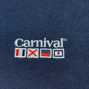 【carnival】ハーフジップ 刺繍ロゴ ワンポイントロゴ スウェット プルオーバー ラインリブ 2XL ビッグシルエット カーニバル US古着