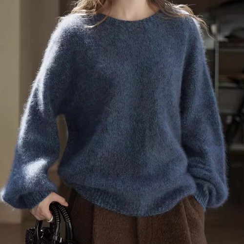 2色／ラウンドネックニットトップス ・20516