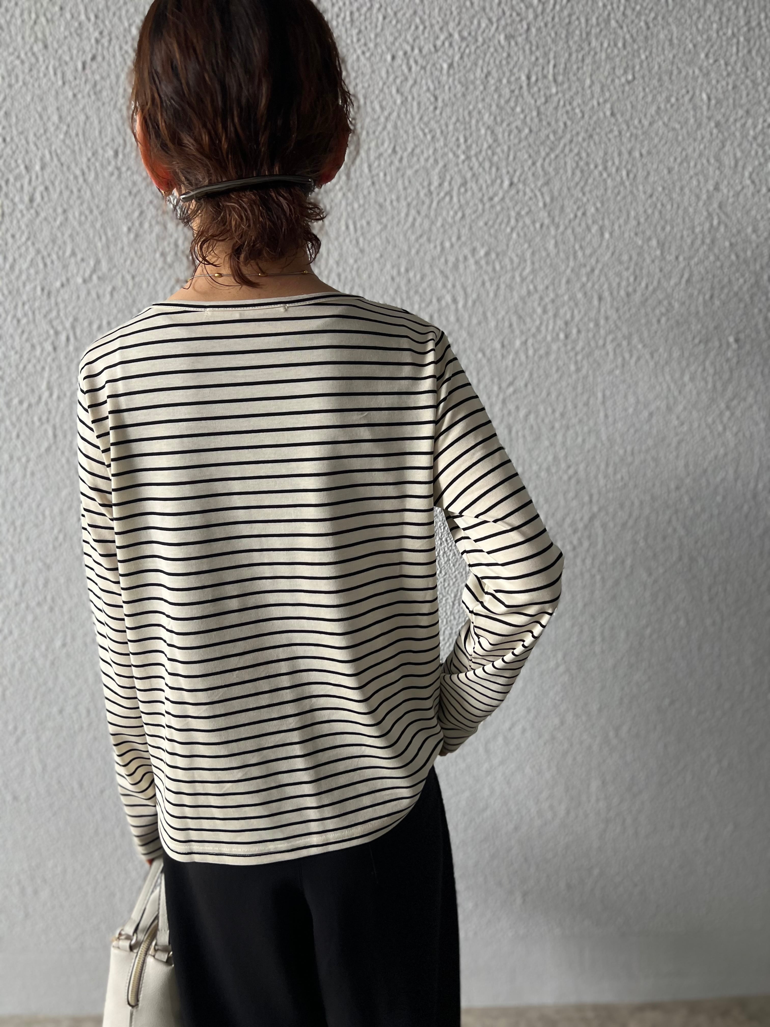 【SELECT】ボーダー天竺クルーネックプルオーバー