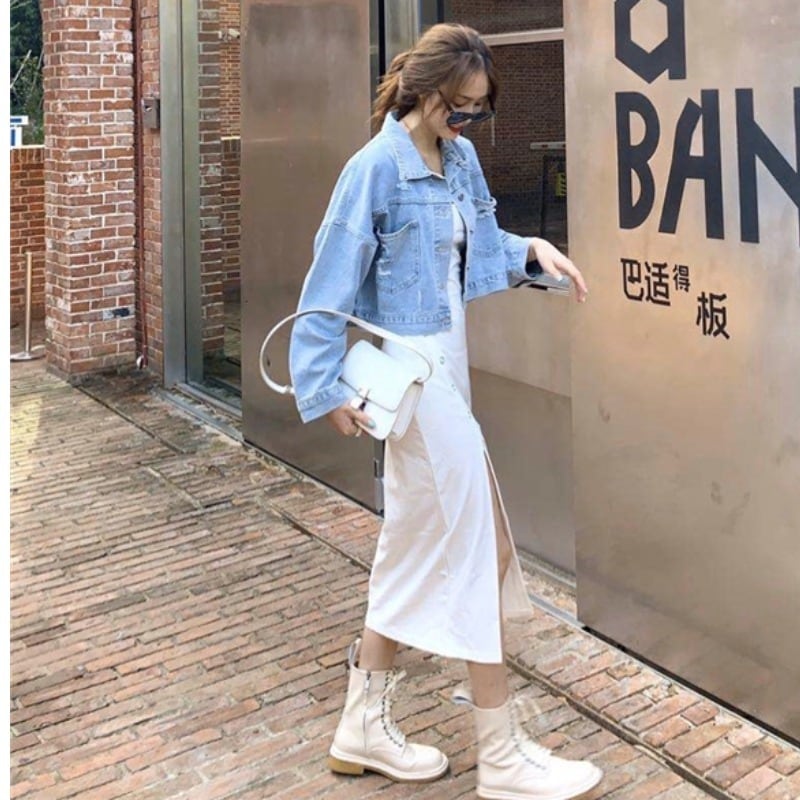 スタンダードソリッド カラースカート ルーズバックジャケット レトロ ソリッドカラー YY-ファッション5315484984