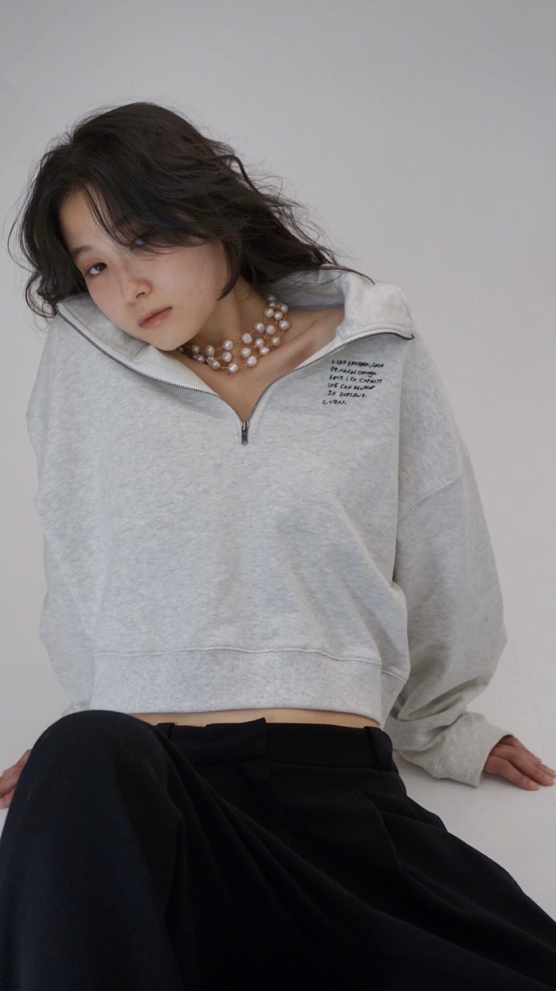 Half Zip Art Sweatshirt / M size | Pay ID 