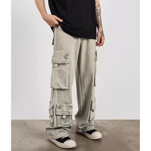 【DRIP5406】D/B Hard- Washed Multi-Pocket Denim